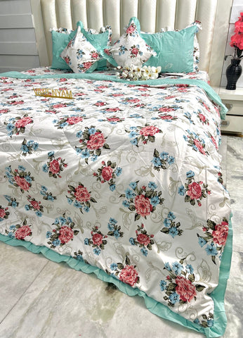 6 PCS Super king Comforter set with FITTED bedsheet